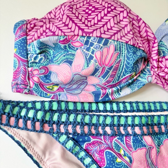 Victoria’s Secret Knockout Bikini Purple Blue Pink Floral Paisley Swimsuit - Picture 2 of 11